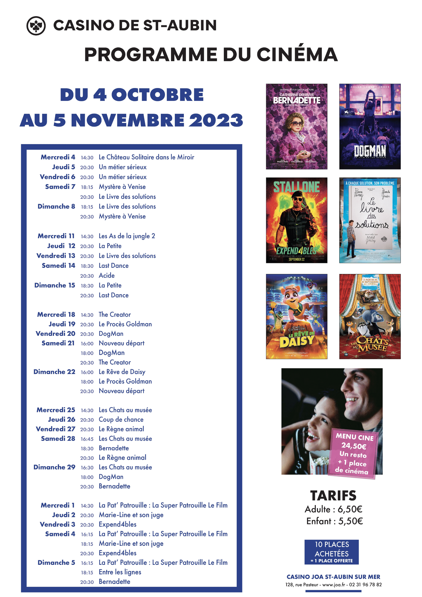 programme cinéma du 4 octobre au 5 novembre