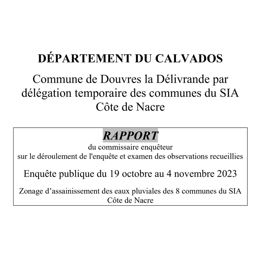 Rapport du commissaire enquêteur