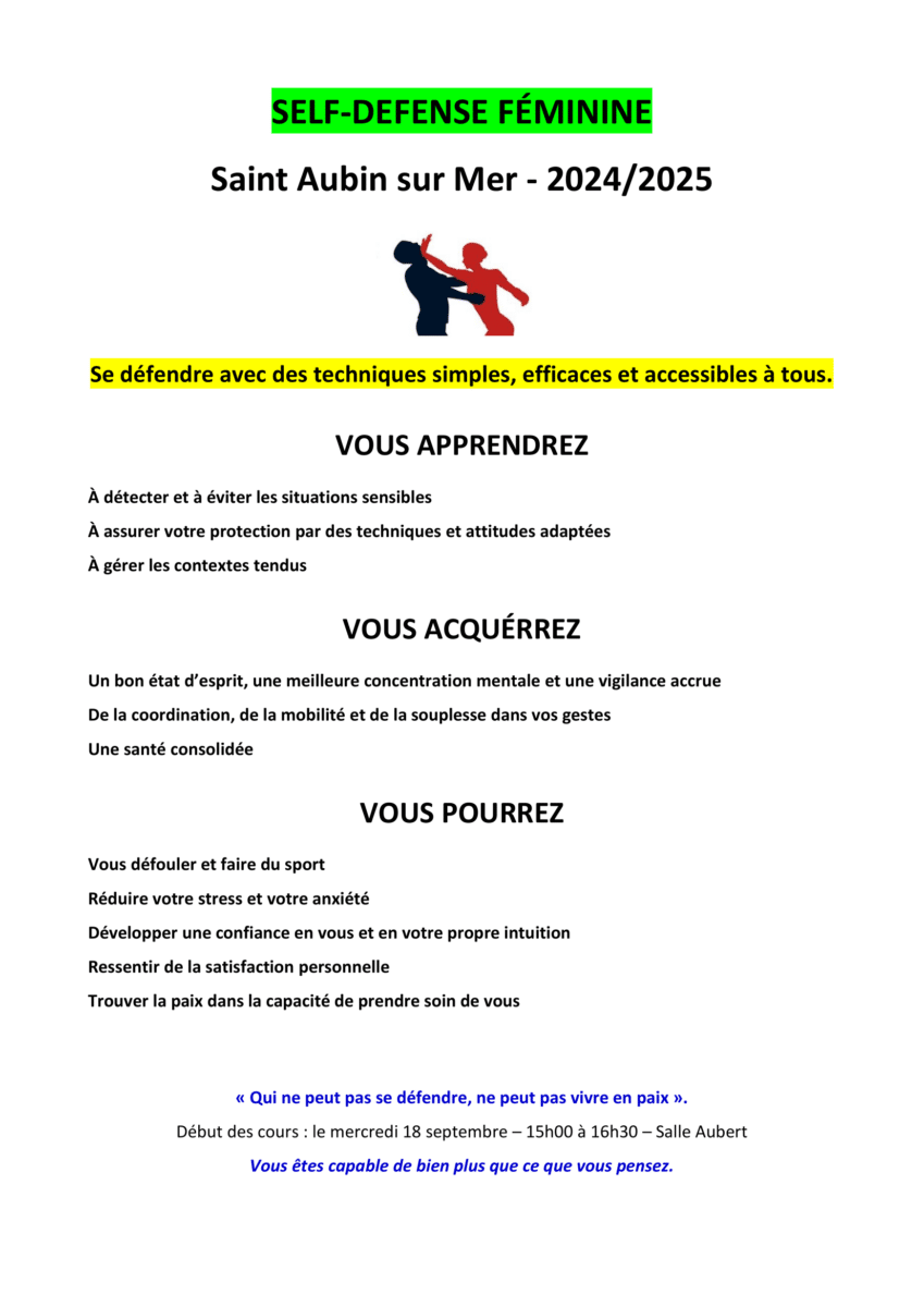 cours de self défense au csl