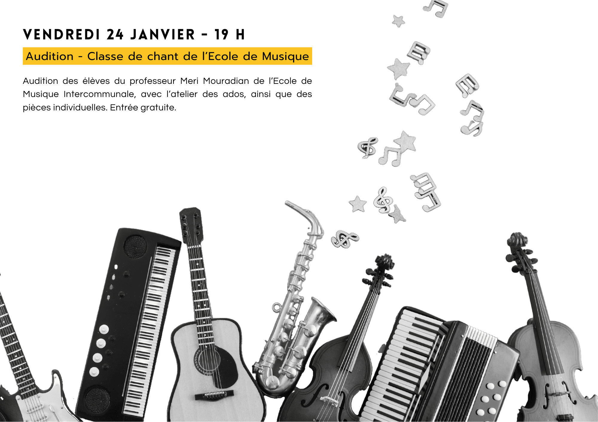 audition de la salle de classe d'école de musique